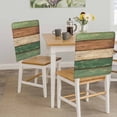 thumbnail image 5 of Farmhouse Dark Sage Green Brown Chair Back Covers, Vintage Wooden Striped Removable Chair Covers for Dining Chairs Set of 6, Washable Chairs Slipcovers Back Seat Protector for Wedding Party 19"x20", 5 of 9