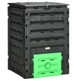 thumbnail image 2 of Outsunny 120 Gallon Black Plastic Composting Bin with 80 Vents and 2 Sliding Doors, 2 of 9