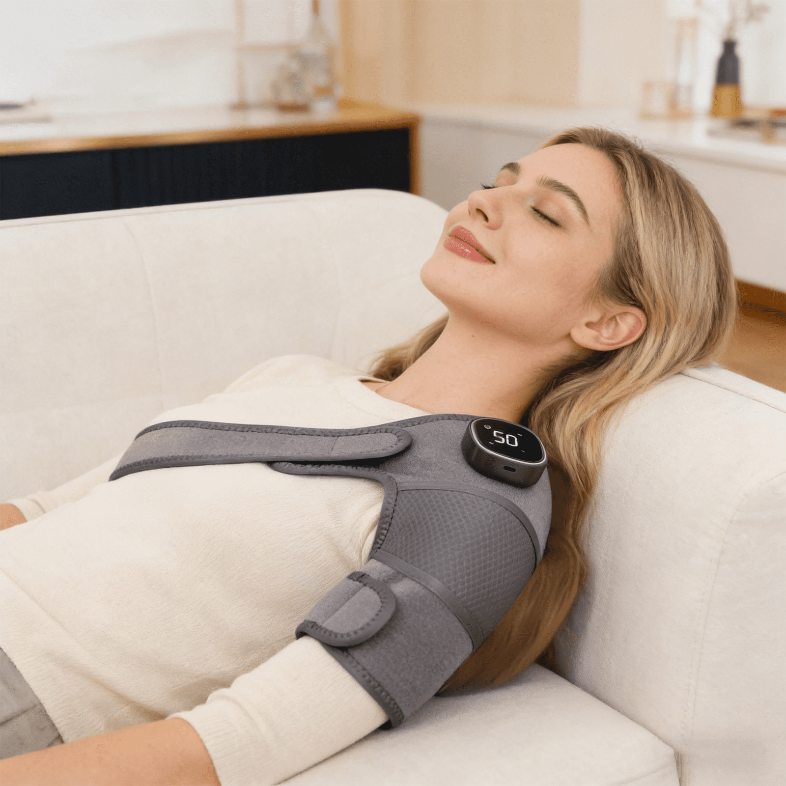 Cordless Heated Knee Massager,2 in 1 Knee Massager with Heat,Knee Brace Wrap Heating Pads for Knee Shoulder Elbow Stress Relax