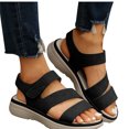 thumbnail image 4 of Fish Mouth Sandals for Women, Open Toe Thick Sole with Hook-and-Loop Closure, Breathable Straps, Solid Color Design, Comfortable Cushioned Footbed, Casual Spring Summer Wear, 4 of 9