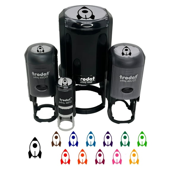 Rocket Space Ship Self-Inking Rubber Stamp Ink Stamper - Black Ink - Mini 1/2 Inch