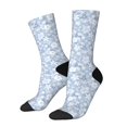 thumbnail image 1 of Fotbe Gray White Floral Calcetas Largas con Estampado para Hombre y Mujer – Calcetas de Compresión Transpirables y Elásticas, Viajar y Uso Diario Talla 5-11, 1 of 6