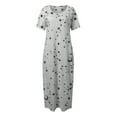 thumbnail image 5 of Rovga Nightshirts & Gowns Womens Daily Short Sleeve Stars Print Casual Inclined Shoulder Maxi Sleep Dress, 5 of 5