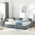thumbnail image 4 of Newest Full Size Upholstered Daybed with Tufted Backrest & Storage Drawers, Velvet Sofa Bed Frame for Bedroom & Living Room,Grey, 4 of 16