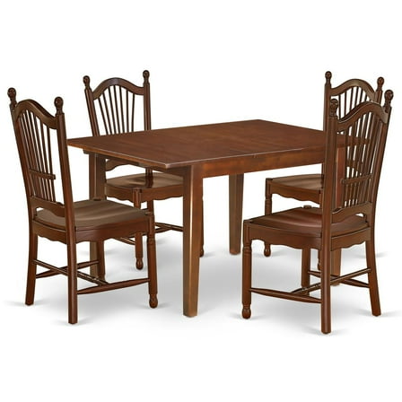 East West Furniture Dining Room Set Mahogany, MLDO5-MAH-W
