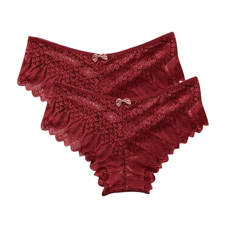 uublik Value 2-Pack  Womens Panties No Show Thong Lace Panties Breathable Comfortable Underwear Womens
