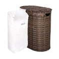 thumbnail image 6 of Seville Classics Hand-Woven Oval Double Laundry Hamper /w Liner, Mocha, 6 of 10