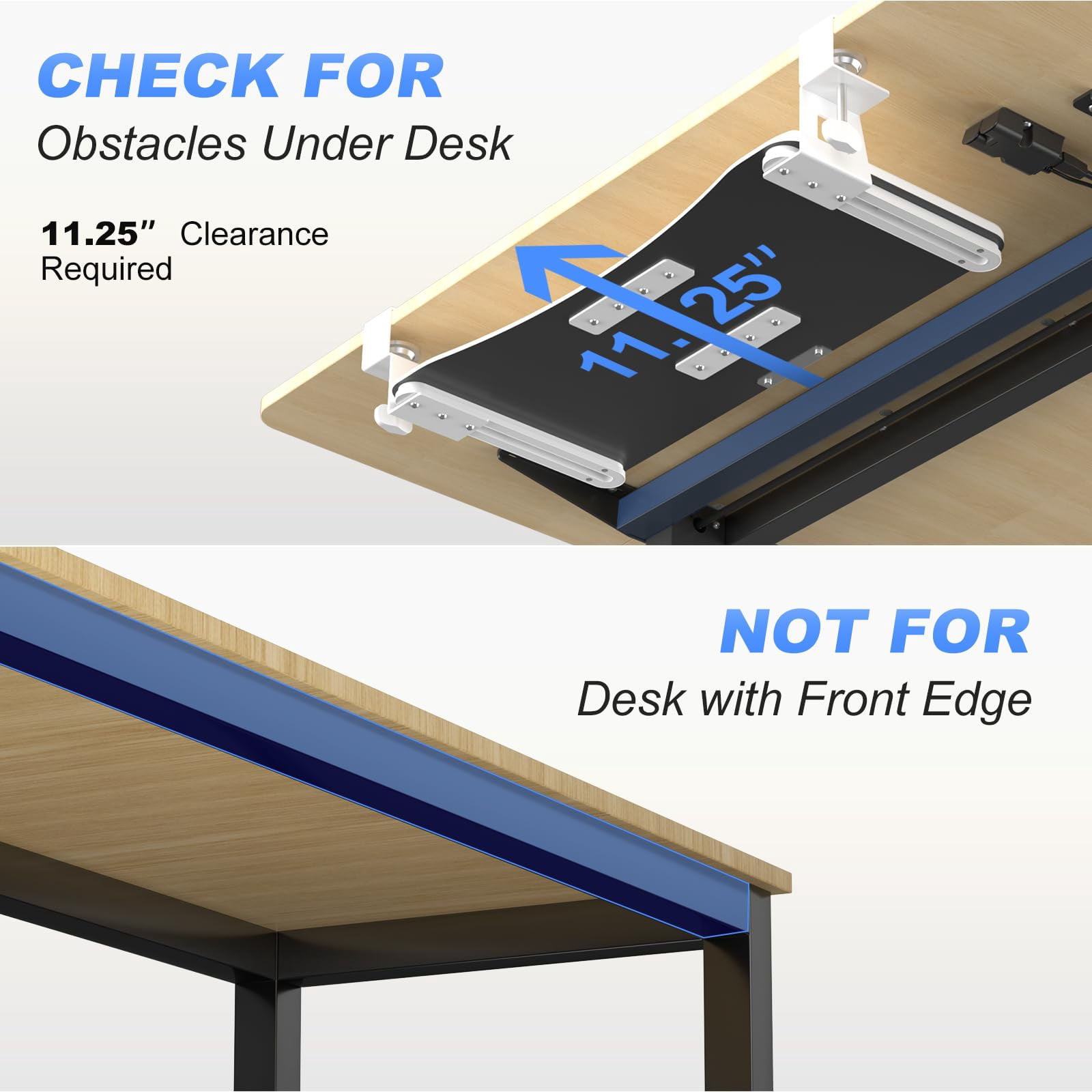 Tray Under Desk Pull Out With C Clamp Mount  Computer & Mouse 25.6 (30 Including Clamps) X 11.8 Inch Slide-out Platform Drawer For Typing White Dsf1w