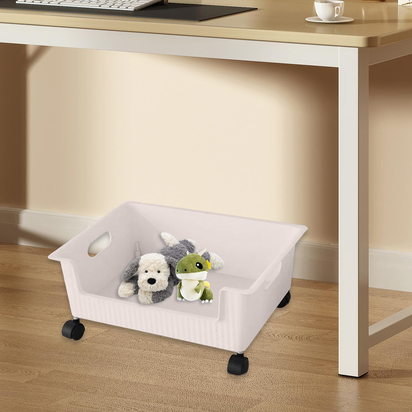 Fiocias Toy Storage Bin Storage Box Organizer with Wheels Decorative Supplies Moving for White