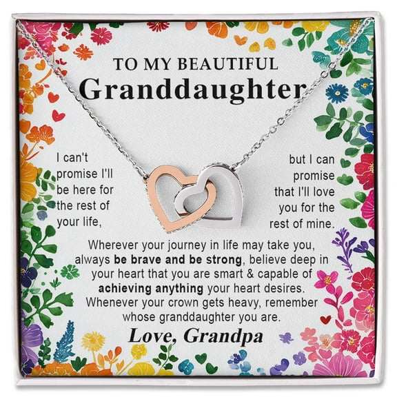 To My Granddaughter Necklace Gift, From Grandpa With Love, Inspirational Jewelry With Message Card, Be Brave Be Strong Achieve Anything, Birthday Christmas Keepsake Present