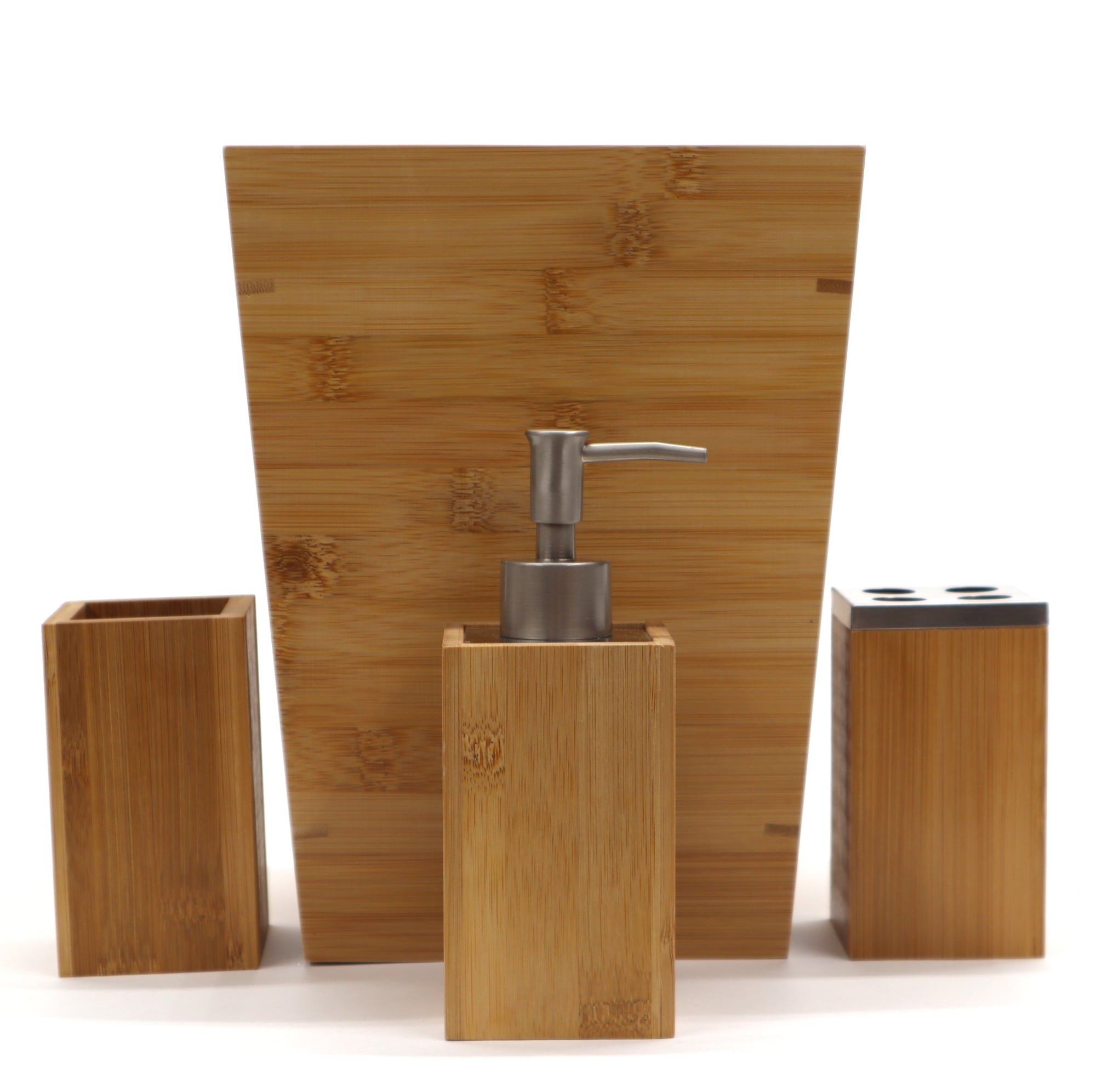 Deluxe 5 Piece Bamboo Bathroom Accessories Set Luxury Vanity Accessory Set 