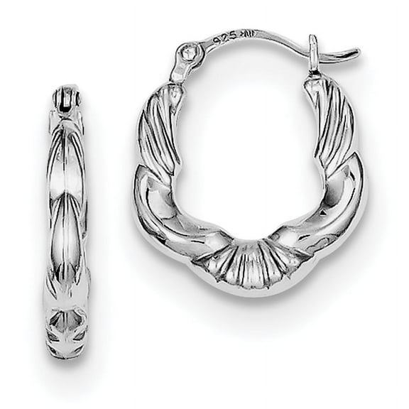 Primal Silver Sterling Silver Rhodium Plated Hollow Scalloped Hoop Earrings