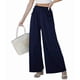 thumbnail image 3 of Pantalones de Cintura Alta con Elástico para Mujer, Estilo Informal, Holgados, de Pierna y Bolsillos. Azul L, 3 of 7