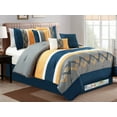 thumbnail image 1 of 7-Pc Zola Chevron Zig-Zag Crisscross Embroidery Pleated Comforter Set Navy Yellow Gray Ivory King, 1 of 1