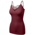 thumbnail image 2 of Women's Lattice Triple Criss-Cross Seamless Cami Long Ttank tops., 2 of 4