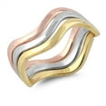 thumbnail image 1 of Rose Gold-Tone Wave Stackable Ring Set .925 Sterling Silver Wavy Band Jewelry Female Male Size 5, 1 of 4