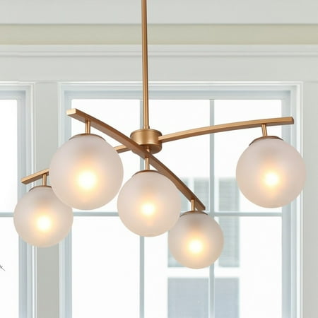 

Beyond Modern Gold 5-Light Globe Chandeliers with Frosted Glass Shade - D26 x H10