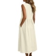 thumbnail image 6 of QUNYINEY Sleeveless Women's Summer Dresses A Line Long Cotton Linen White Sundress with Pockets Loose Fit V Neck Dresses, 6 of 6