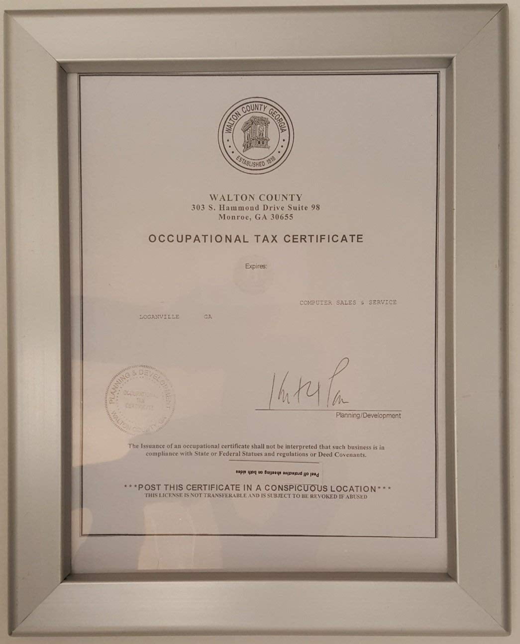 GA Tax Certificate frame 8 5x11 Heavy Duty Walmart com GA Tax Certificate frame 8 5x11 Heavy Duty Walmart com