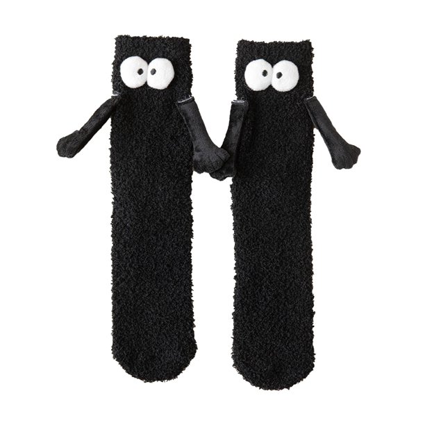 Calcetines de mano en mano, 1 par, regalo de invierno, calcetines para mujer y hombre, imán Comfort 3D Club negro