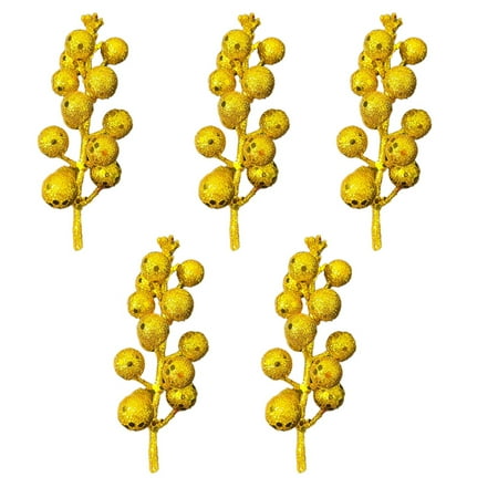 

5pcs Christmas Imitation Berries Simulation Berry Picks Holly Berry Branch Christmas Picks and Sprays Wedding Decorations for Party Winter Foam Christmas Hollyhocks Silver *5
