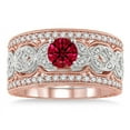 thumbnail image 2 of 2 Carat Ruby & Diamond Antique Trio Bridal Set Engagement Ring on 10k White Gold, 2 of 3