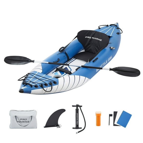 PROMARINE Inflatable Kayak 1 Person, Deluxe Oar Included, High-Output Pump Blow up Kayak Boat, with Adjustable Seat with Backrest, Lightweight and Portable Paddles and Bag