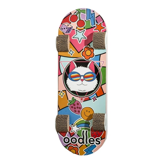 Oodles Durable Multi-Colored Skateboard Cat Scratching Pad, Corrugated Cardboard, O/S