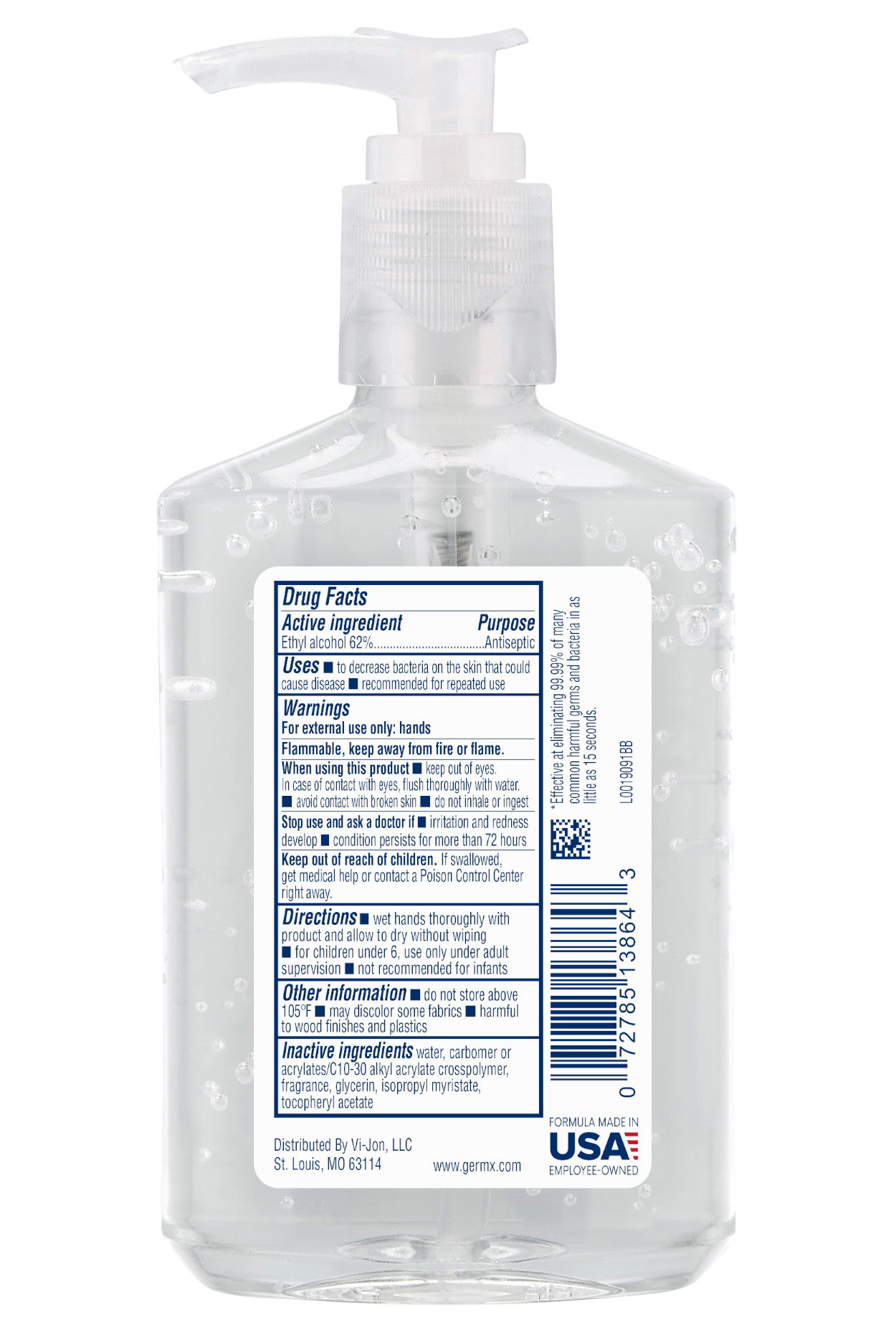 Germ-X Original Hand Sanitizer Gel, 62% Ethyl Alcohol with Vitamin E, Scented, Travel Size, 8 fl oz
