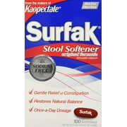 5 Pack Surfak Sodium Free Original Formula Stool Softener, 100 SoftGels Each