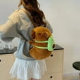 thumbnail image 4 of Soft Cartoon Capybara Backpack Strawberry Pear Capybara Crossbody Bag Red Headscarf Turtle Plush Animal Daypack Couple, 4 of 6