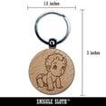 thumbnail image 2 of Cute Crawling Baby Round Keychain Charm Tag - Engraved Wood, 2 of 6