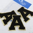 thumbnail image 2 of 3 Pack Chenille Iron On Glitter Varsity Letter "A" Patches - Black Chenille Fabric With Gold Glitter Trim - Sew or Iron on - 5.5 cm Tall, 2 of 9