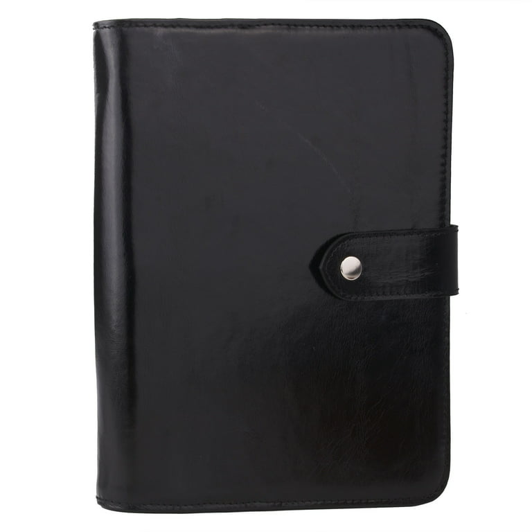 Genuine leather portfolio padfolio 3 ring binder black