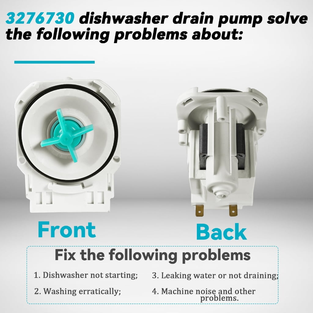 Dishwasher Drain 120V 35W Replacement for A00044305 3276730 AP5805766 Quick-Install Design