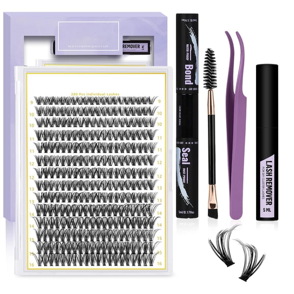 Kit de extensión de pestañas B&Qaugen, 280 unidades, pestañas individuales 0.07D