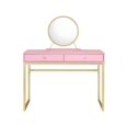 thumbnail image 4 of GZXS 42 Inch Vanity Desk with Removable Mirror and Jewelry Tray, 2 Drawers & Crystal Handles, Pink Makeup Table with Gold Metal Legs, 4 of 7