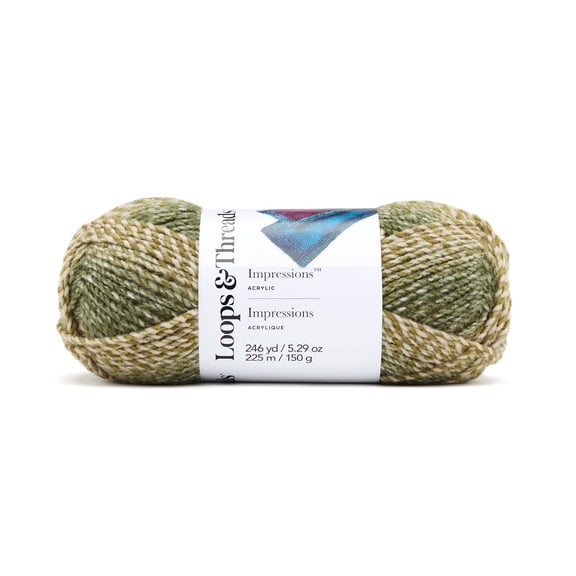 Impressions Yarn by Loops & Threads - Yarn for Knitting - Crochet - Weaving - and Arts & Crafts - Green - Acrylic - 5.29 oz