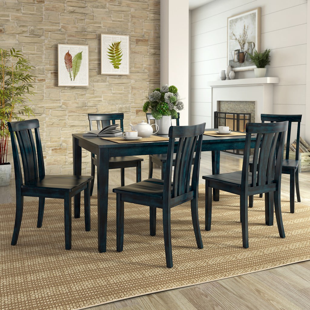 Lexington 7-Piece Dining Set with 60" Dining Table and 6 Slat Back