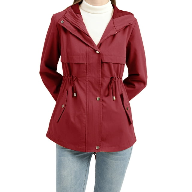 xiaxaixu Manteau Trench pour Femmes, Veste à Capuche à Manches Longues avec Fermeture Éclair et Boutons, Veste Décontractée d'Automne avec Poches