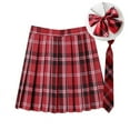 thumbnail image 2 of yillto Women's Plus Size Plaid Skirts Pleated High Waist A Lined Causal Mini Skater Skirts M-XXXXL, 2 of 4