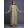 thumbnail image 2 of Bimba Light Brown Floral Leaf Printed Maxi Nightgowns For Women With Summer Slip Sleepwear Medium, 2 of 5