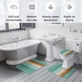 thumbnail image 5 of Teal Brown Wooden Bath Mat 3 Piece Bathroom Rug Set, Farmhouse Vertical Striped Art Non Slip Bath Rug Contour Mat and Toilet Lid Cover, Absorbent Shower Mats Soft Bath Rugs and Mats Sets, 5 of 8