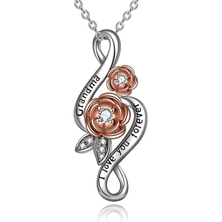 Grandma Necklace 925 Sterling Silver Jewelry Mothers Day Gifts for Grandma from Granddaughter Grandma I love You Forever Necklace for Women Birthday Gifts for Grandma