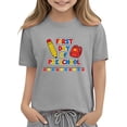 thumbnail image 6 of Juslio Girl Letter Pattern Shirts Comfortable Breathable Crew Neck, Casual Short Sleeved Tops T Shirts Sizes 2-18, 6 of 9