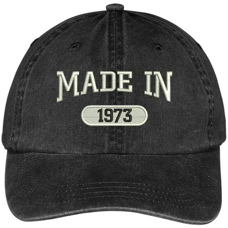 1973 Baseball - Trendy Apparel Shop 45th Birthday - Made In 1973 Embroidered Low Profile Washed Cotton Baseball Cap