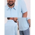 thumbnail image 7 of DARING DIVA Men's Big Tall Summer Casual Short Sleeve Button Down Shirts 4XL Light Blue, 7 of 7