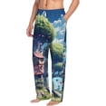 thumbnail image 6 of Susaid Fantasy Treehouse Planet Scene Print Mens Pajama Pants Set Sleep & Lounge Pants, PJ Bottoms with Pockets and Button Fly-Medium, 6 of 6