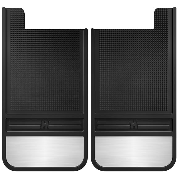 Husky Liner Mud Flap 55101 MudDog; Universal 12 Inch Width; Set Of 2; Flat; Without Logo; Black; Rubber; With Stainless Steel Weights; Screw-On; Rear