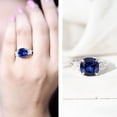 thumbnail image 3 of Rosec Jewels Lab Grown Blue Sapphire Cushion Cut Engagement Ring for Women - 10mm - AAAA Grade - Certified Sapphire Moissanite Ring, 18K White Gold, US 9.50, 3 of 9